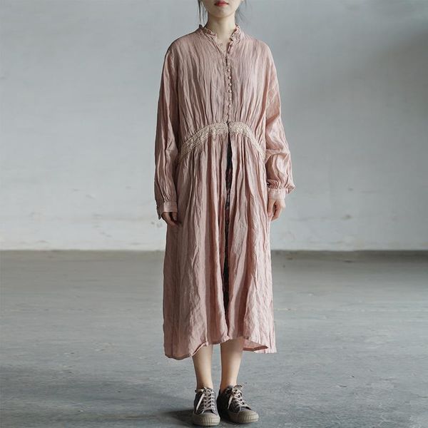 casual dresses johnature women linen dress stand long sleeve patchwork solid color clothing 2021 summer button vintage loose, Black;gray
casual dresses johnature women linen dress stand long sleeve patchwork solid color clothing 2021 summer button vintage loose, Black;gray