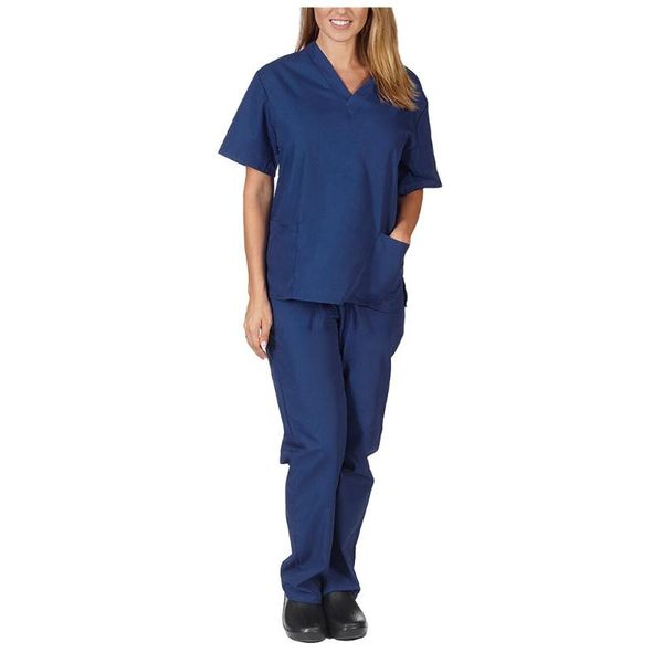women's two piece pants solid nursing scrubs women breathable uniforms elasticity pet clinic v-neck short sleeve pocket work clothing, White
women's two piece pants solid nursing scrubs women breathable uniforms elasticity pet clinic v-neck short sleeve pocket work clothing, White