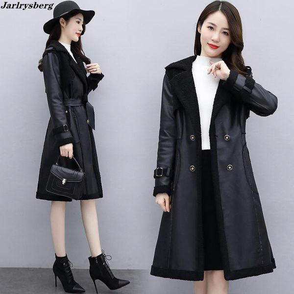 women's leather & faux jarlrysberg women 2021 winter fashion coat slim long-selling waist pu fur integrated temperament jacket female, Black
women's leather & faux jarlrysberg women 2021 winter fashion coat slim long-selling waist pu fur integrated temperament jacket female, Black
