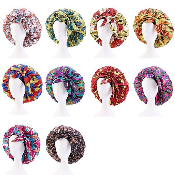 african print large satin wide band sleep cap long tail bonnet soft night hat hair accessories women bohemian style headscarf, Blue;gray
african print large satin wide band sleep cap long tail bonnet soft night hat hair accessories women bohemian style headscarf, Blue;gray