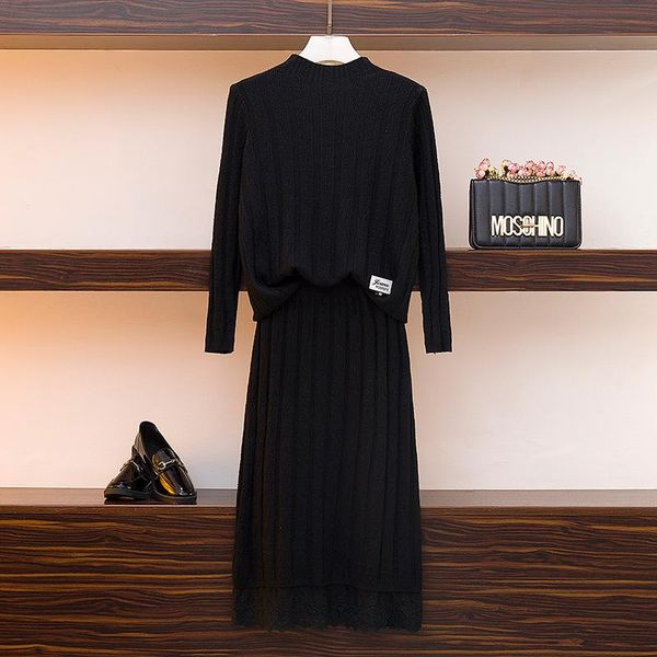 women's sweaters 2 sets women suits autumn winter solid soft pullovers 2021 thick warm female outwear fashion sweater +skrits, White;black
women's sweaters 2 sets women suits autumn winter solid soft pullovers 2021 thick warm female outwear fashion sweater +skrits, White;black