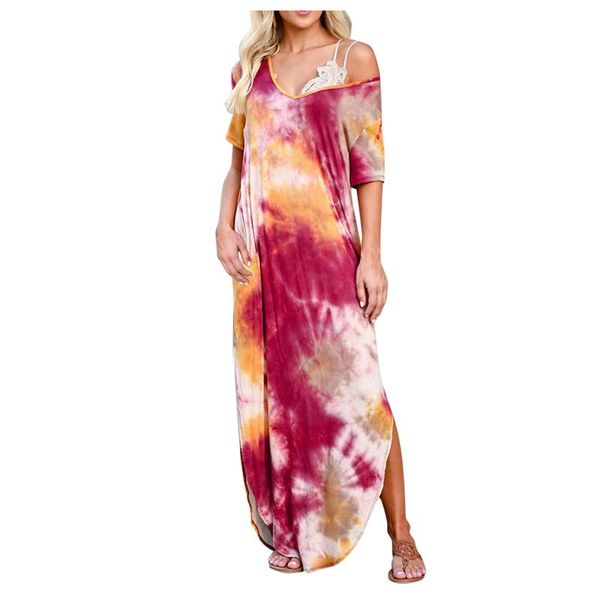 casual dresses summer women tie dye printed maxi long dress female loose short sleeve v-neck generous comfy straight vestidos, Black;gray
casual dresses summer women tie dye printed maxi long dress female loose short sleeve v-neck generous comfy straight vestidos, Black;gray