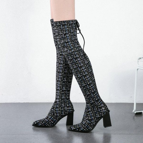 boots 2021 mixed colors women over the knee fashion high heel autumn long pointed toe winter plush insole, Black
boots 2021 mixed colors women over the knee fashion high heel autumn long pointed toe winter plush insole, Black