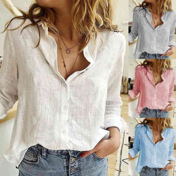 office lady solid color long sleeve turn down collar buttons cotton loose shirt casual shirt lapel neck blouse work, White
office lady solid color long sleeve turn down collar buttons cotton loose shirt casual shirt lapel neck blouse work, White