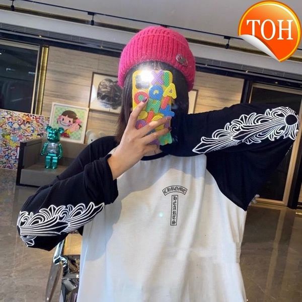 21s autumn winter new ch crowe double arm black and white stitching long sleeve t-shirt sweater contrast color fashion women
21s autumn winter new ch crowe double arm black and white stitching long sleeve t-shirt sweater contrast color fashion women