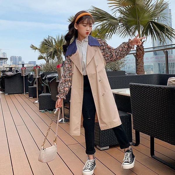 coat spring and autumn girls long windbreaker fashion small floral stitching long-sleeved lapel jacket belt button blouse 4-12, Blue;gray
coat spring and autumn girls long windbreaker fashion small floral stitching long-sleeved lapel jacket belt button blouse 4-12, Blue;gray
