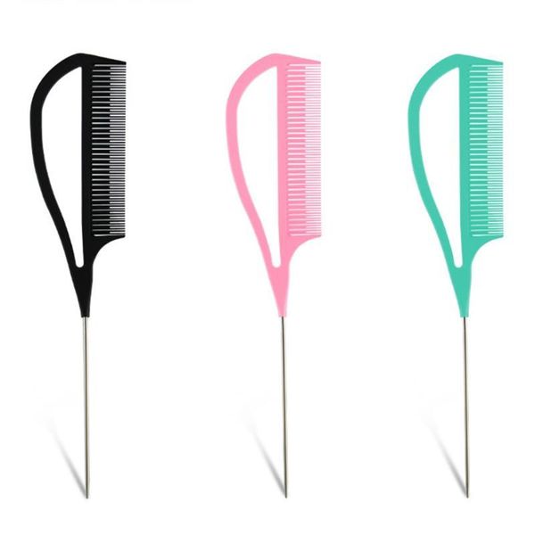 hair brushes hairdressing comb steel tip tail high gloss stainless handle anti-static styling care, Silver
hair brushes hairdressing comb steel tip tail high gloss stainless handle anti-static styling care, Silver
