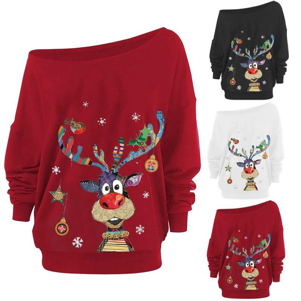 women's blouses & shirts women fashion solid color christmas print long sleeve straplescollar shirt blusas mujer, White
women's blouses & shirts women fashion solid color christmas print long sleeve straplescollar shirt blusas mujer, White