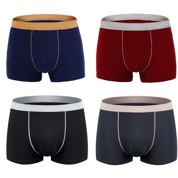 men's cotton boxer underwear with breathable middle waist printing, Black;white