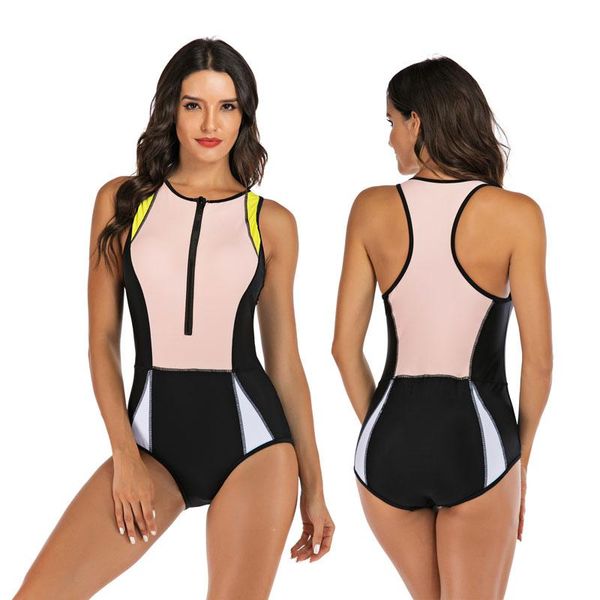 one-piece suits women's uv protection surfing swimsuit swimwear bathing wireless zip up front color block rash guards
one-piece suits women's uv protection surfing swimsuit swimwear bathing wireless zip up front color block rash guards