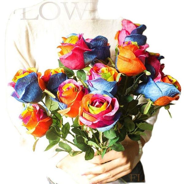 decorative flowers & wreaths 10p fake single stem rainbow rose 19" length simulation colored roses for diy wedding bridal bouquet
decorative flowers & wreaths 10p fake single stem rainbow rose 19" length simulation colored roses for diy wedding bridal bouquet