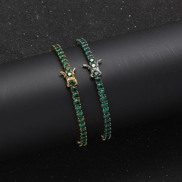 link, chain 4mm tennis bracelets women men hip hop bling iced out green cubic zircon 1 row cz link jewelry gold silver color 7", Black
link, chain 4mm tennis bracelets women men hip hop bling iced out green cubic zircon 1 row cz link jewelry gold silver color 7", Black