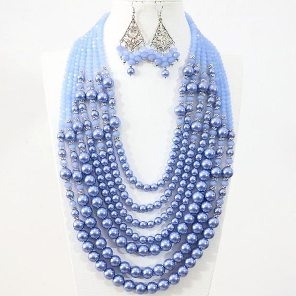 earrings & necklace exquisite 7 rows light blue round shell simulated-pearl abacus crystal beads diy jewelry set 19-27.5inch b1312, Silver
earrings & necklace exquisite 7 rows light blue round shell simulated-pearl abacus crystal beads diy jewelry set 19-27.5inch b1312, Silver