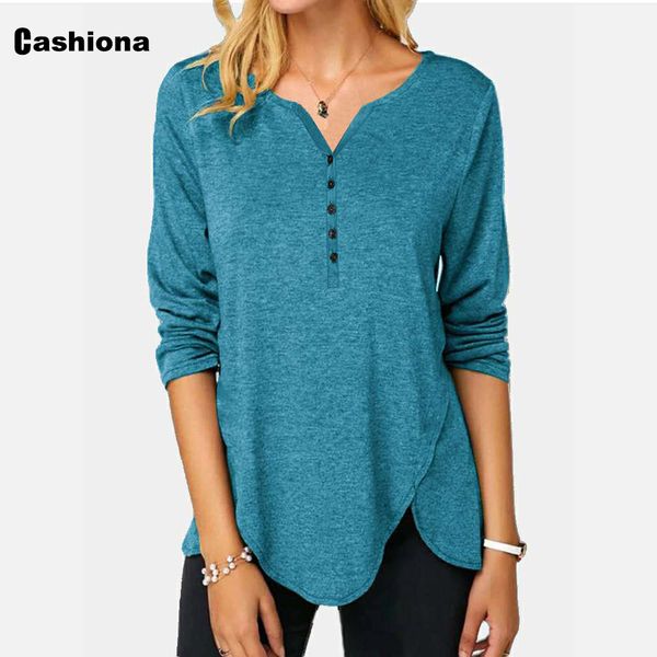women elegant leisure casual t-shirt solid color splice buttons long sleeve plus size femme 2021 autumn irregular tees shirt, White
women elegant leisure casual t-shirt solid color splice buttons long sleeve plus size femme 2021 autumn irregular tees shirt, White