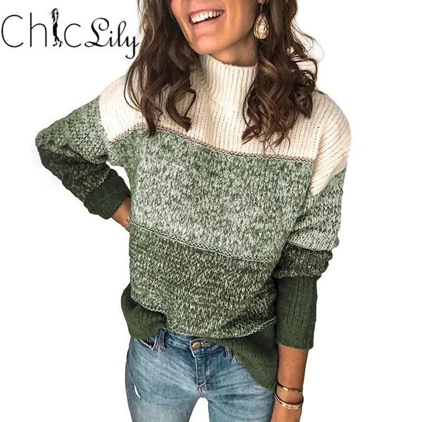 women's sweaters chiclily casual stripe mixed color contrast sweater long sleeve patchwork turtleneck women pullovers, White;black
women's sweaters chiclily casual stripe mixed color contrast sweater long sleeve patchwork turtleneck women pullovers, White;black