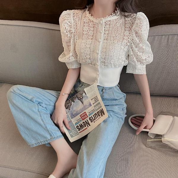half sleeve spring autumn blouse women lace hollow out single breasted shirt short bluas women's blouses & shirts, White
half sleeve spring autumn blouse women lace hollow out single breasted shirt short bluas women's blouses & shirts, White