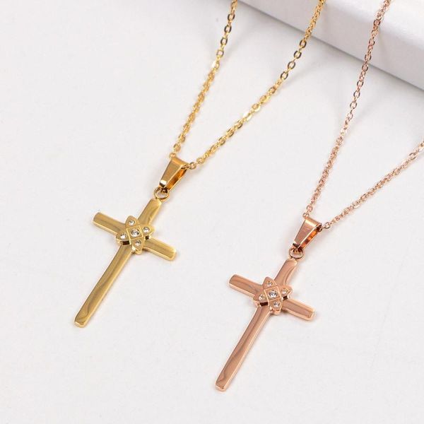 pendant necklaces fashion zircon cross necklace short titanium steel jewelry for women men love gift, Silver
pendant necklaces fashion zircon cross necklace short titanium steel jewelry for women men love gift, Silver