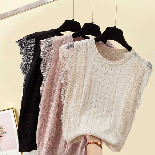 thin lace hollow out t shirt women clothes summer knitted sleeveless t- female tee femme camisas mujer 210615, White
thin lace hollow out t shirt women clothes summer knitted sleeveless t- female tee femme camisas mujer 210615, White