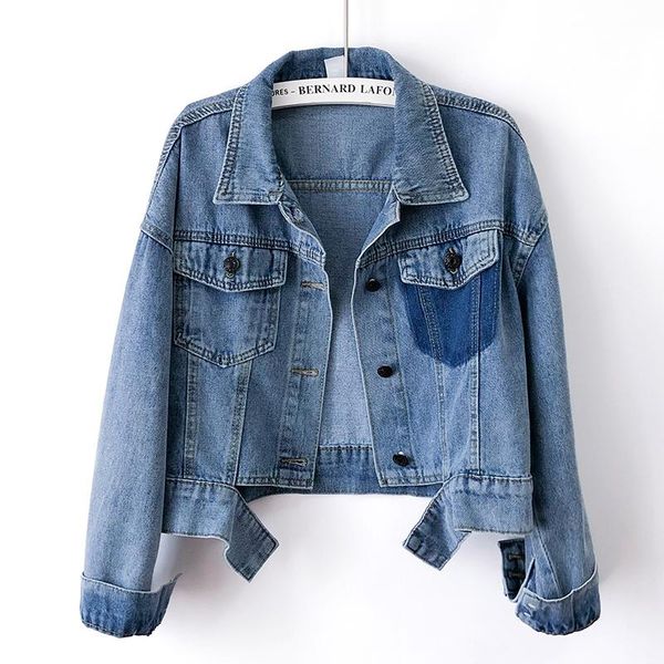women's jackets harajuku short washed blue denim jacket spring autumn korean loose long sleeves jeans female plus size student basic co, Black;brown
women's jackets harajuku short washed blue denim jacket spring autumn korean loose long sleeves jeans female plus size student basic co, Black;brown