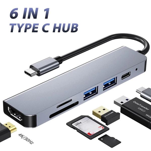 hubs usb3.0 type c hub adapter 6 in 1 dual usb dock for notebook 4k video sd tf card reader splitter
hubs usb3.0 type c hub adapter 6 in 1 dual usb dock for notebook 4k video sd tf card reader splitter