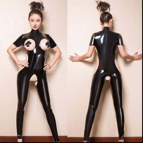 women jumpsuits pvc black bodysuit crotchless footed jumpsuit open crotch cupless hollow bust erotic leotard costumes latex, Black;white
women jumpsuits pvc black bodysuit crotchless footed jumpsuit open crotch cupless hollow bust erotic leotard costumes latex, Black;white