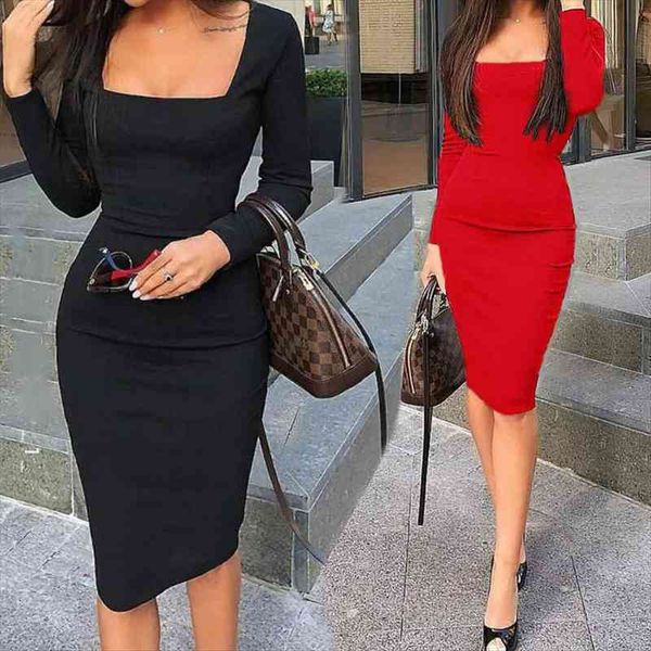 women elegant party dress long sleeve solid bodycon mid dress spring autumn casual club dresses vestidos black red, Black;gray
women elegant party dress long sleeve solid bodycon mid dress spring autumn casual club dresses vestidos black red, Black;gray