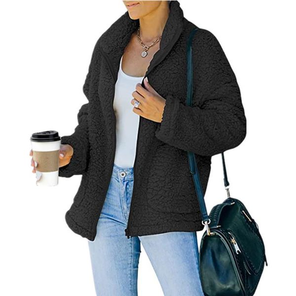 women's jackets autumn winter fleece jacket women casual long sleeve turn down collar with zipper pocket solid loose coat outerwear s-3, Black;brown
women's jackets autumn winter fleece jacket women casual long sleeve turn down collar with zipper pocket solid loose coat outerwear s-3, Black;brown