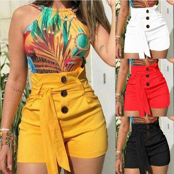 women's shorts summer solid ladies fashion high waist casual buttom bandage beach womens plus size, White;black
women's shorts summer solid ladies fashion high waist casual buttom bandage beach womens plus size, White;black