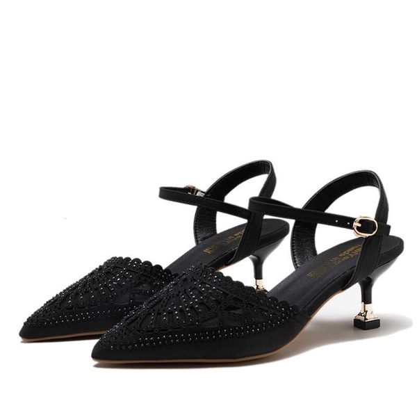 slippers thin heels shoes women summer high fashion crystal pointed toe buckle strap sandals, Black
slippers thin heels shoes women summer high fashion crystal pointed toe buckle strap sandals, Black