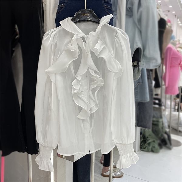 women streamer yarn ruffled shirt solid color long sleeve fashion spring summer 11b160 210525, White
women streamer yarn ruffled shirt solid color long sleeve fashion spring summer 11b160 210525, White