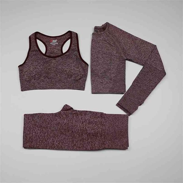 vital seamless yoga set woman sportswear 3 pieces long sleeve crop gym leggings+sport brassiere female fitness sports suits 210802, Gray
vital seamless yoga set woman sportswear 3 pieces long sleeve crop gym leggings+sport brassiere female fitness sports suits 210802, Gray