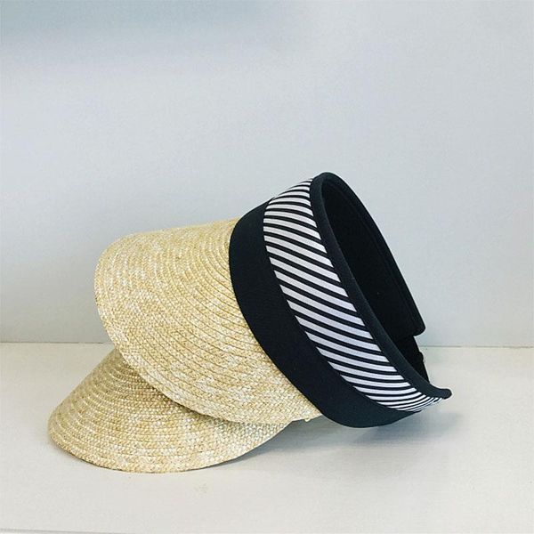 wide brim hats women's summer hat sun visor empty striped cloth decoration protection cap female beach straw, Blue;gray
wide brim hats women's summer hat sun visor empty striped cloth decoration protection cap female beach straw, Blue;gray