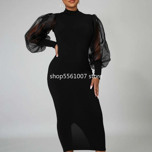 casual dresses black bodycon women dress patchwork mesh long lanter sleeves slit mid-length slim 2021 elegant fashion female vestidos, Black;gray
casual dresses black bodycon women dress patchwork mesh long lanter sleeves slit mid-length slim 2021 elegant fashion female vestidos, Black;gray