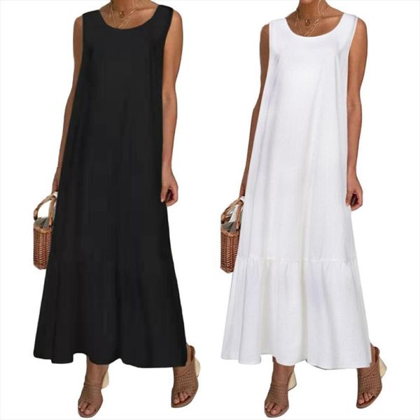 summer sleeveless loose casual solid womens dress pleated large hem beach tank vestidos, Black;gray
summer sleeveless loose casual solid womens dress pleated large hem beach tank vestidos, Black;gray