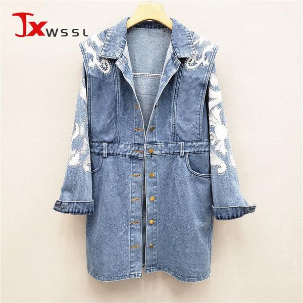 women's jackets fashion design sense women denim jacket 2021 spring autumn embroidery rhinestone long sleeves jeans mid-length coat, Black;brown
women's jackets fashion design sense women denim jacket 2021 spring autumn embroidery rhinestone long sleeves jeans mid-length coat, Black;brown