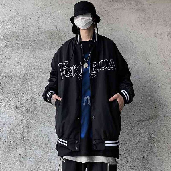 street letter embroidered baseball jacket men's hip hop bf harajuku loose casual jacket, Black
street letter embroidered baseball jacket men's hip hop bf harajuku loose casual jacket, Black