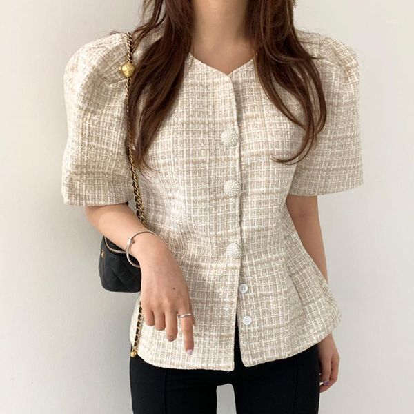 women's jackets sannian women coat summer temperament v-neck plaid single-breasted slim bubble sleeve tweed jacket clothes, Black;brown
women's jackets sannian women coat summer temperament v-neck plaid single-breasted slim bubble sleeve tweed jacket clothes, Black;brown