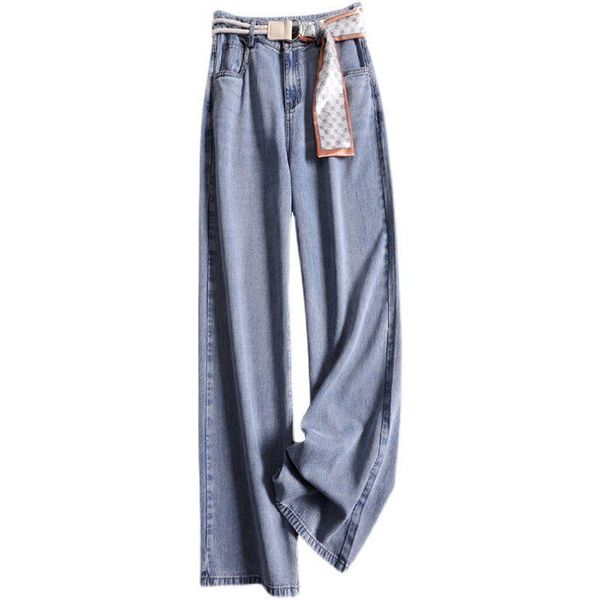women's jeans soft tencel draping 2021 summer high waist all -match wide leg pants slimming draggle-tail straight trousers women, Blue
women's jeans soft tencel draping 2021 summer high waist all -match wide leg pants slimming draggle-tail straight trousers women, Blue