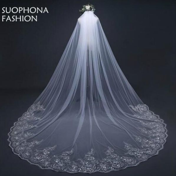 bridal veils 3 meter white ivory cathedral wedding long lace edge veil with comb accessories bride veu, Black
bridal veils 3 meter white ivory cathedral wedding long lace edge veil with comb accessories bride veu, Black