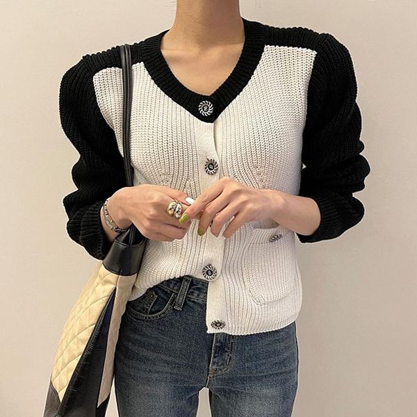 women's knits & tees korean round neck women sweater cardigan fall winter knitted 2021 patchwork jacket you858, White
women's knits & tees korean round neck women sweater cardigan fall winter knitted 2021 patchwork jacket you858, White