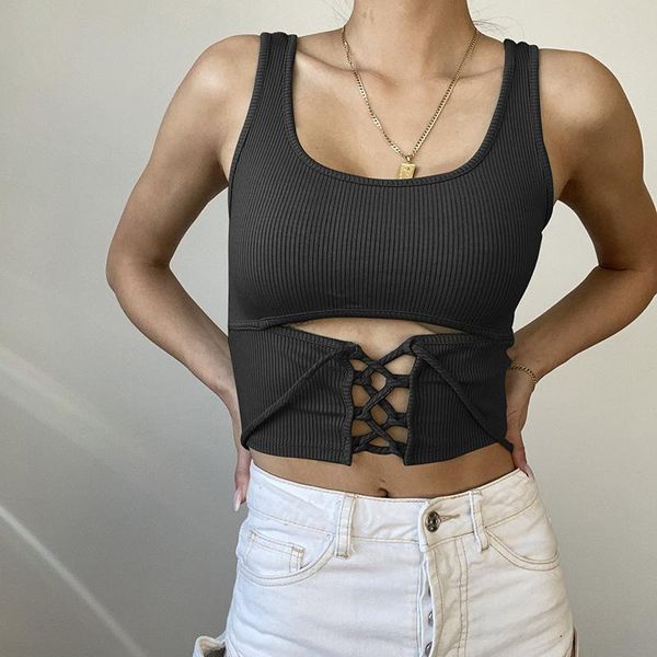 women's tanks & camis summer solid u-neck sleeveless slim tank hollow out bandage vests for women, White
women's tanks & camis summer solid u-neck sleeveless slim tank hollow out bandage vests for women, White