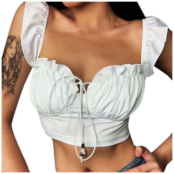 women's tanks & camis women trendy fashion solid ruffles bandage personality leisure short sleeve comfortable t-shirt, White
women's tanks & camis women trendy fashion solid ruffles bandage personality leisure short sleeve comfortable t-shirt, White