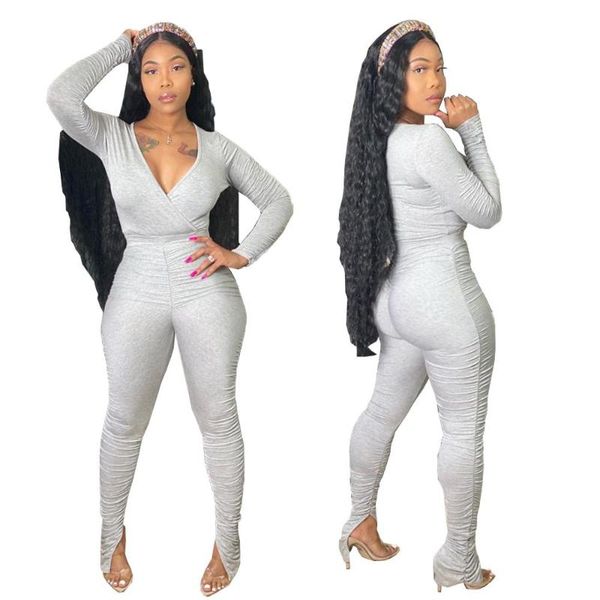gym clothing 2021 fashion spring women street girl style jumpsuits long sleeve deep v pure color tight pants, White;black
gym clothing 2021 fashion spring women street girl style jumpsuits long sleeve deep v pure color tight pants, White;black