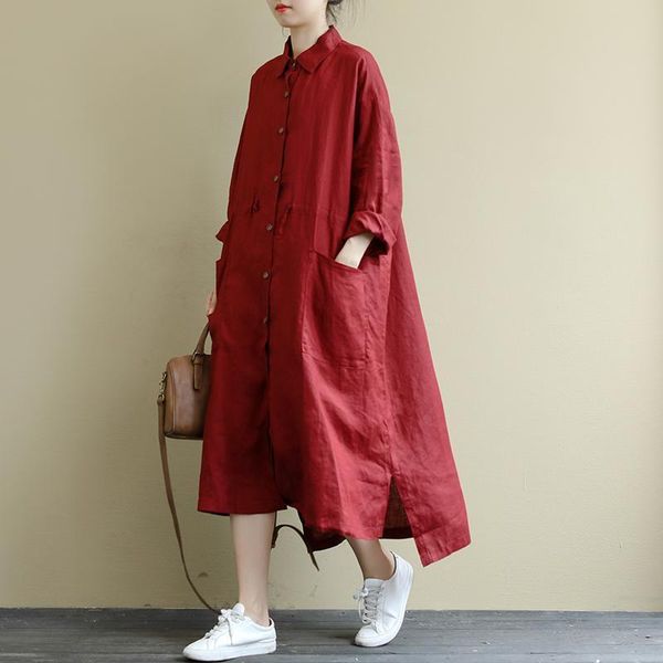 casual dresses women red shirt loose button turn-down collar long sleeve robes pockets 2021 spring vintage v2281, Black;gray
casual dresses women red shirt loose button turn-down collar long sleeve robes pockets 2021 spring vintage v2281, Black;gray