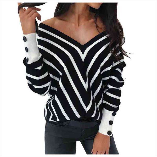 autumn winter clothes women womens sweater v neck loose pullover warm casual striped long sleeve blouse jersey mujer, White;black
autumn winter clothes women womens sweater v neck loose pullover warm casual striped long sleeve blouse jersey mujer, White;black