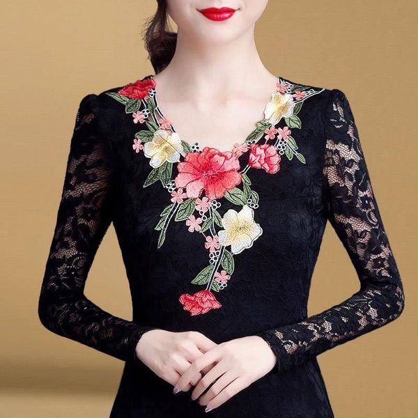 women's spring autumn style blouse shirt women's slim hollow out embroidery o-neck printed long sleeve lace dd8491 210317, White
women's spring autumn style blouse shirt women's slim hollow out embroidery o-neck printed long sleeve lace dd8491 210317, White