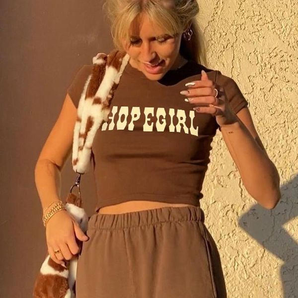 women's t-shirt 90s streetwear o-neck short sleeve cropped vintage indie letter brown t-shirts y2k fashion outfits cute tees slim clot, White
women's t-shirt 90s streetwear o-neck short sleeve cropped vintage indie letter brown t-shirts y2k fashion outfits cute tees slim clot, White