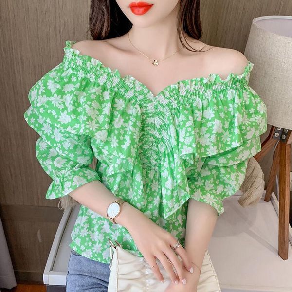 women's blouses & shirts 2021 summer ruffled floral shirt female temperament one-shoulder loose one shoulder women, White
women's blouses & shirts 2021 summer ruffled floral shirt female temperament one-shoulder loose one shoulder women, White