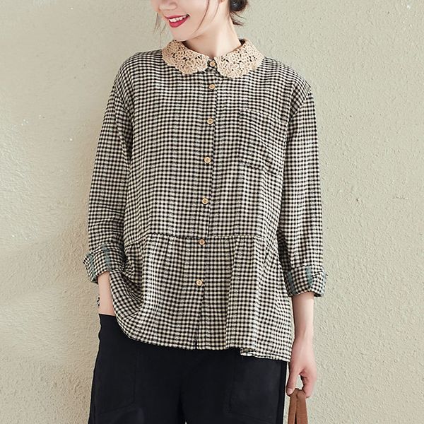 shorts spring arts style women long sleeve loose shirts lace peter pan collar cotton linen plaid blouse femme plus size v306 9qzh, White;black
shorts spring arts style women long sleeve loose shirts lace peter pan collar cotton linen plaid blouse femme plus size v306 9qzh, White;black