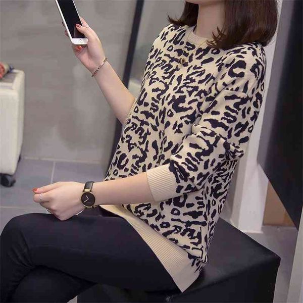 korean version of the autumn and winter sweater leopard loose cover slimming shirt 210427, White;black
korean version of the autumn and winter sweater leopard loose cover slimming shirt 210427, White;black